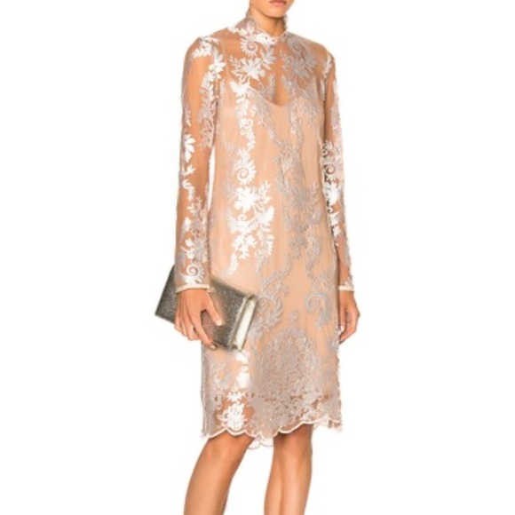 Kate Sylvester NEW Pearl Lace & Pearl Button Column Midi Dress MED $798 Retail - Picture 2 of 11